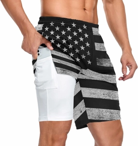 Men's 2 in 1 Workout Running Shorts, Gym Athletic Shorts for Men Lightweight Training with Pockets and Towel Loop