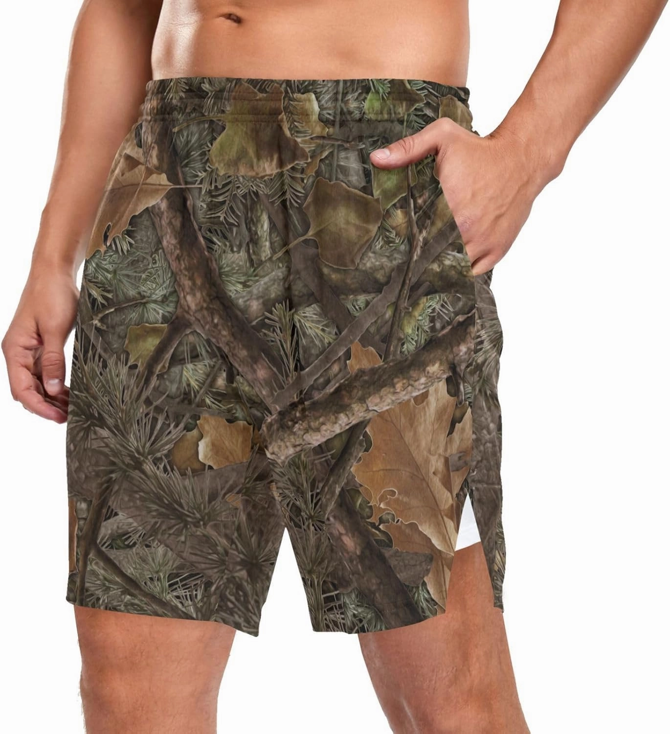 Men's 2 in 1 Workout Running Shorts, Gym Athletic Shorts for Men Lightweight Training with Pockets and Towel Loop