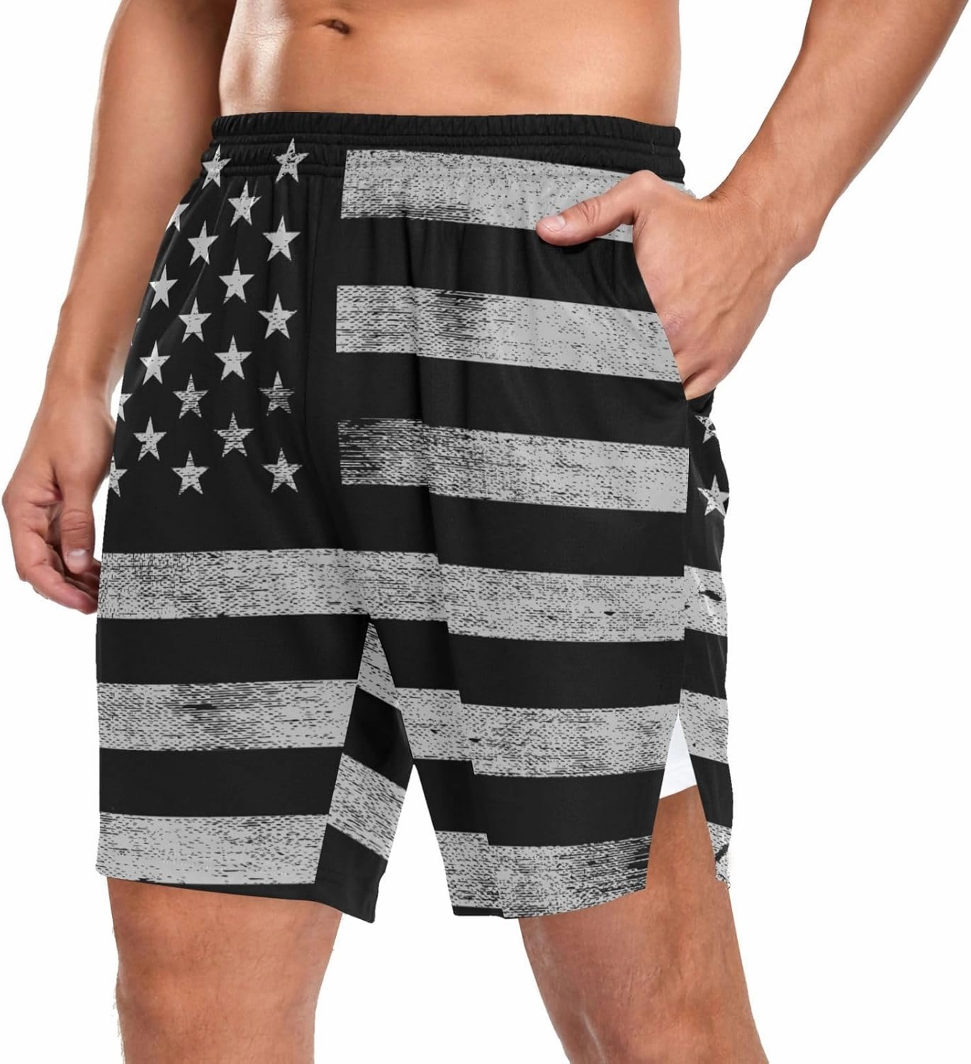 Men's 2 in 1 Workout Running Shorts, Gym Athletic Shorts for Men Lightweight Training with Pockets and Towel Loop