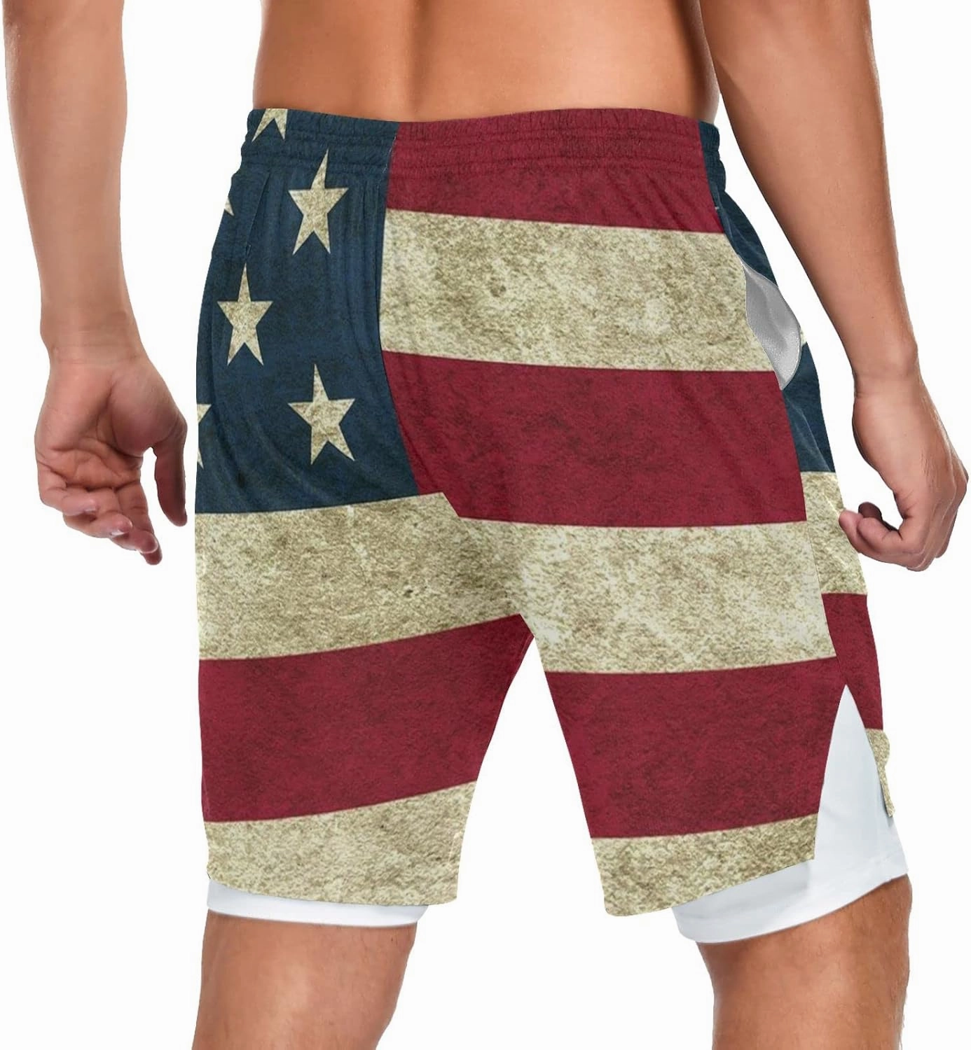 Men's 2 in 1 Workout Running Shorts, Gym Athletic Shorts for Men Lightweight Training with Pockets and Towel Loop