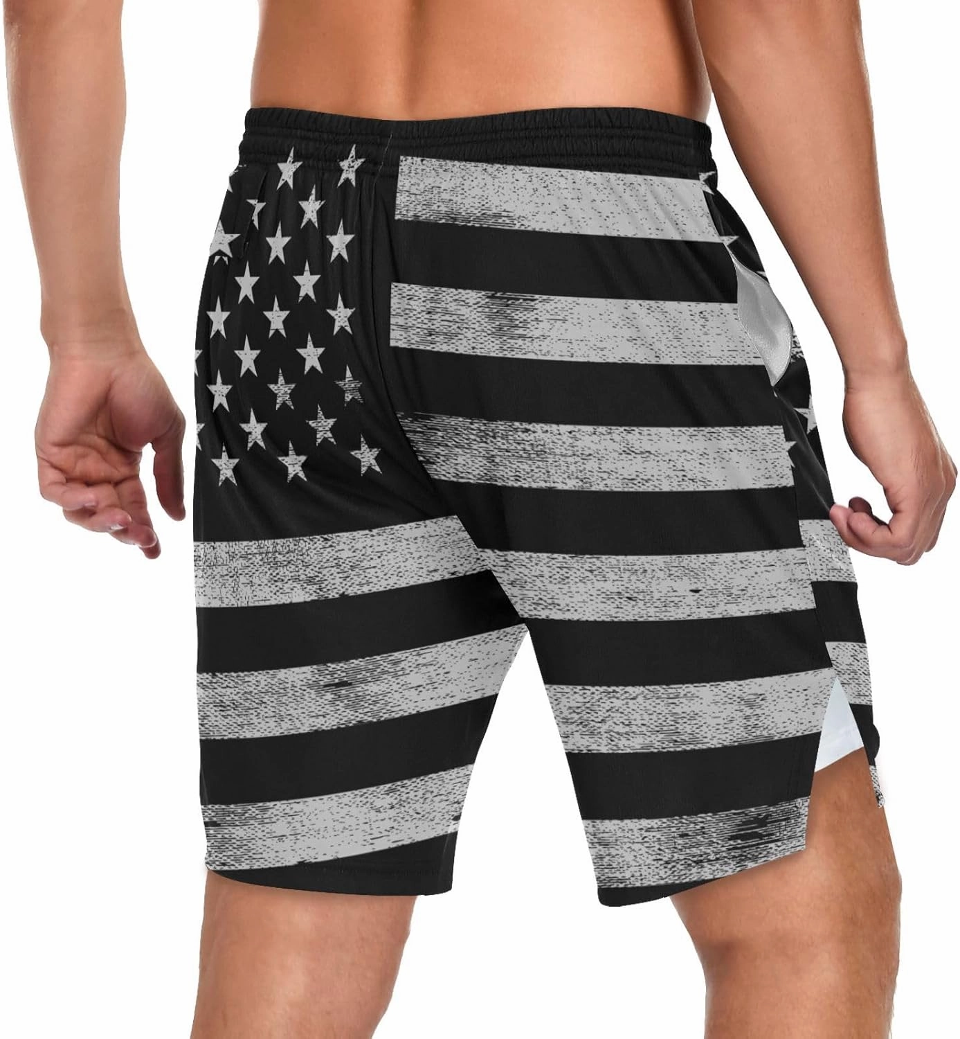 Men's 2 in 1 Workout Running Shorts, Gym Athletic Shorts for Men Lightweight Training with Pockets and Towel Loop