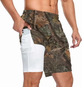 Men's 2 in 1 Workout Running Shorts, Gym Athletic Shorts for Men Lightweight Training with Pockets and Towel Loop