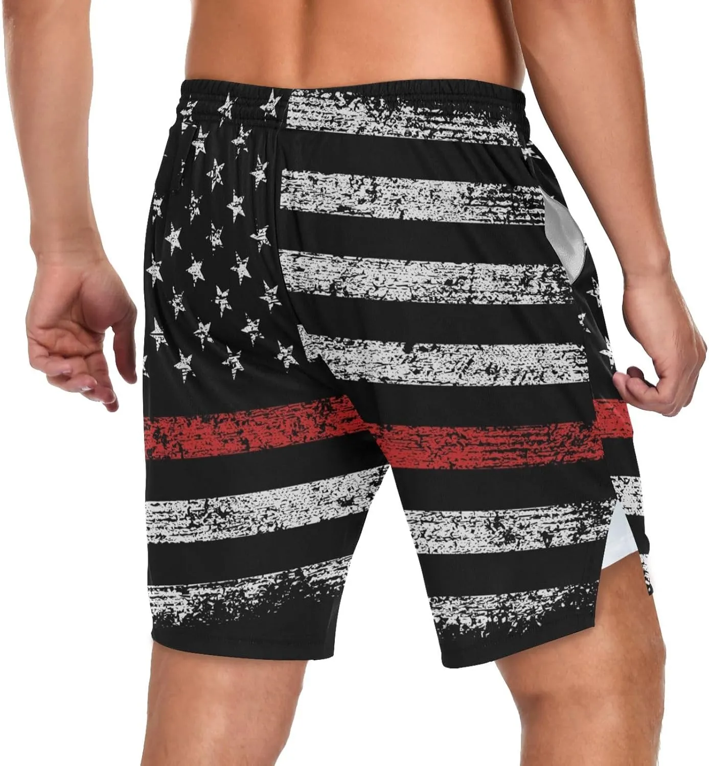 Men's 2 in 1 Workout Running Shorts, Gym Athletic Shorts for Men Lightweight Training with Pockets and Towel Loop