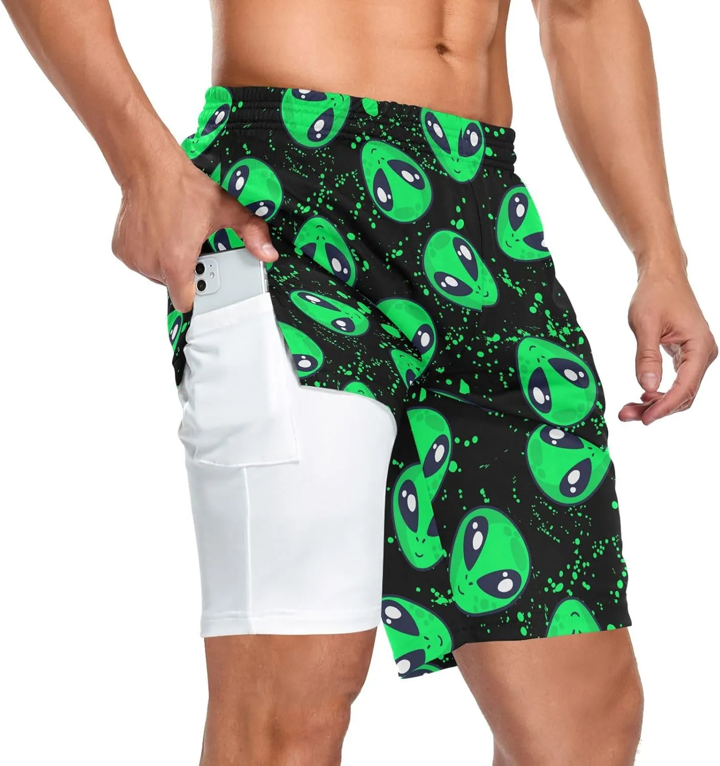 Men's 2 in 1 Workout Running Shorts, Gym Athletic Shorts for Men Lightweight Training with Pockets and Towel Loop