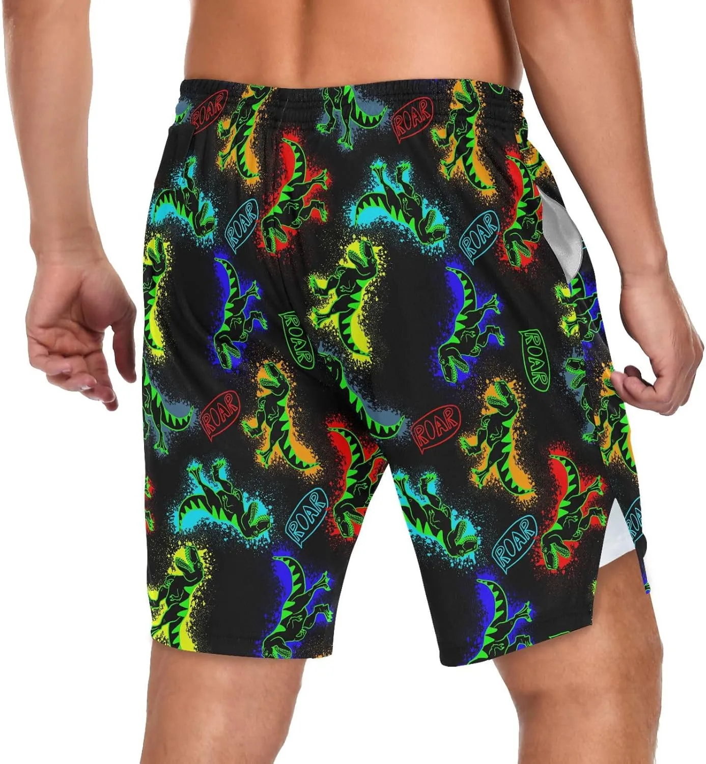 Men's 2 in 1 Workout Running Shorts, Gym Athletic Shorts for Men Lightweight Training with Pockets and Towel Loop