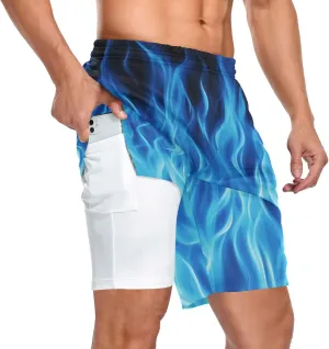 Men's 2 in 1 Workout Running Shorts, Gym Athletic Shorts for Men Lightweight Training with Pockets and Towel Loop