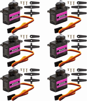 MG90S Servo, Helicopter QC Module 9G Servo Motor Metal Gear Micro Servo Motor Smart Robot Helicopter Plane Boat for Arduino Raspberry Pi Project(6PCS)