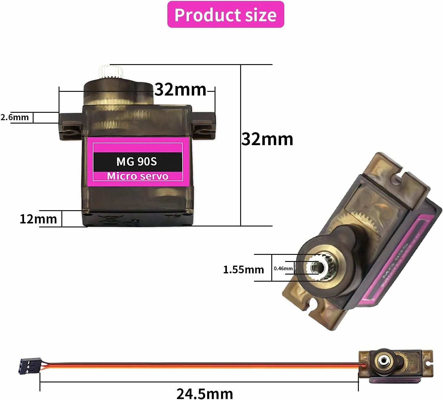 MG90S Servo, Helicopter QC Module 9G Servo Motor Metal Gear Micro Servo Motor Smart Robot Helicopter Plane Boat for Arduino Raspberry Pi Project(6PCS)