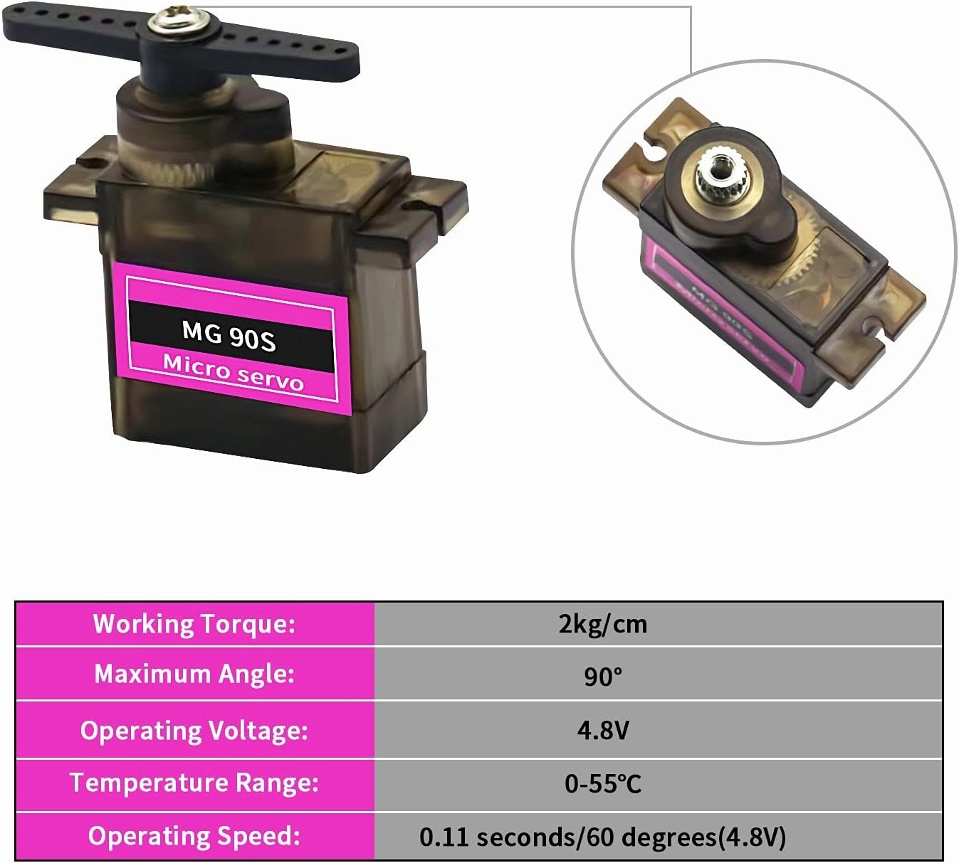 MG90S Servo, Helicopter QC Module 9G Servo Motor Metal Gear Micro Servo Motor Smart Robot Helicopter Plane Boat for Arduino Raspberry Pi Project(6PCS)