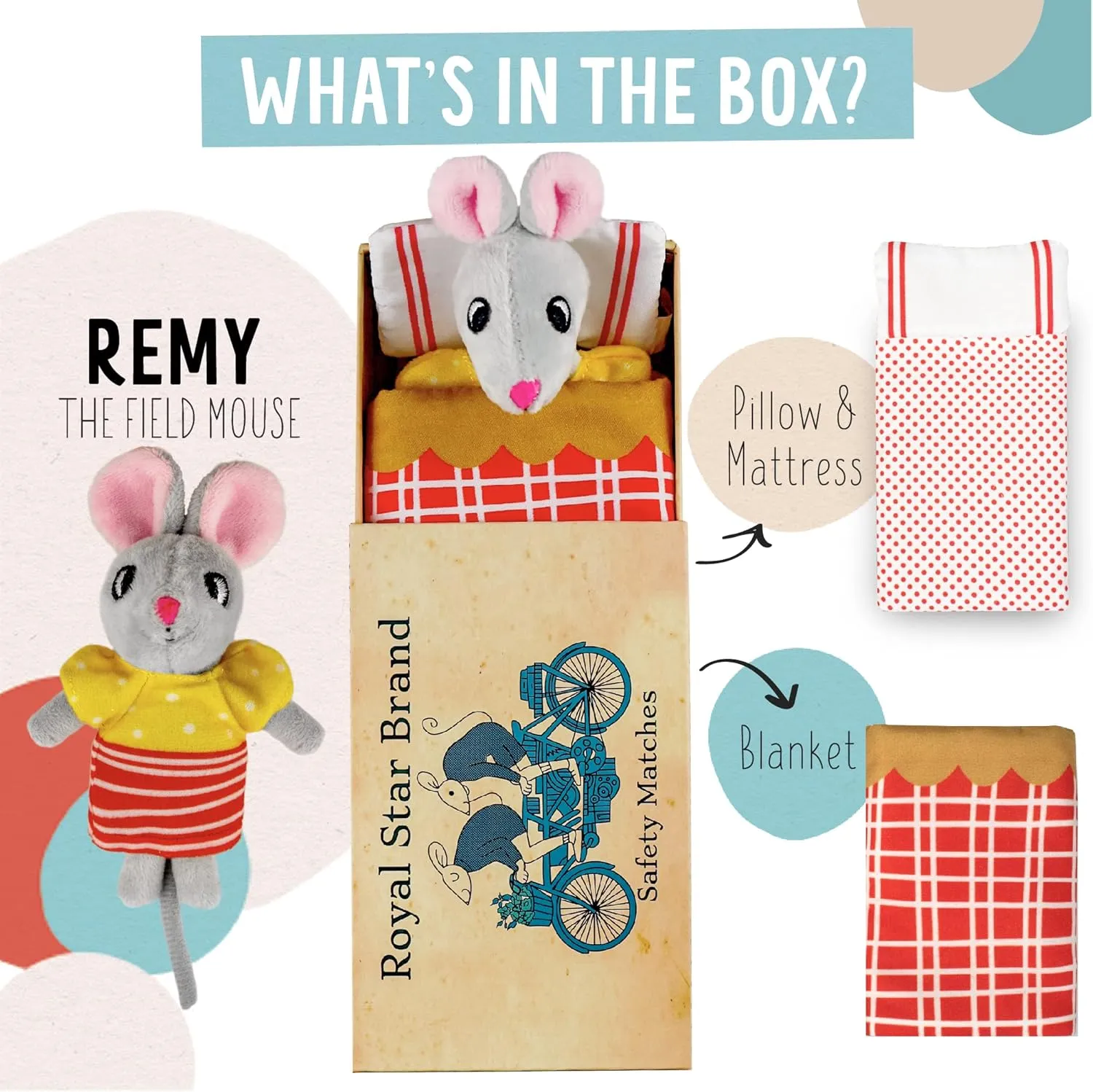 Mice in Boxes - 'Remy The House Mouse' Playset with Stuffed Animal in a Match Box Bed
