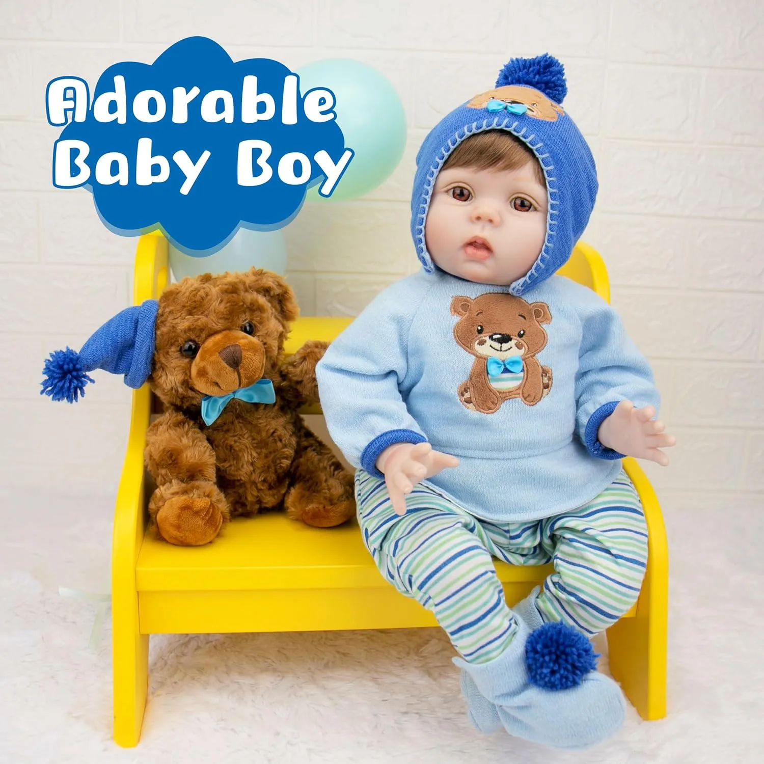 Milidool 22-Inch Reborn Baby Boy Doll with Accessories - Realistic Newborn Silicone Boy Doll for Age 3 , Birthday Gift