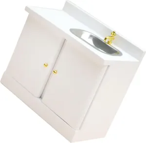 Miniature Kitchen Sink Cabinet with Countertop Dollhouse Furniture for Kitchen Bathroom Decor Compact and Lightweight Design for and Miniature Scenes