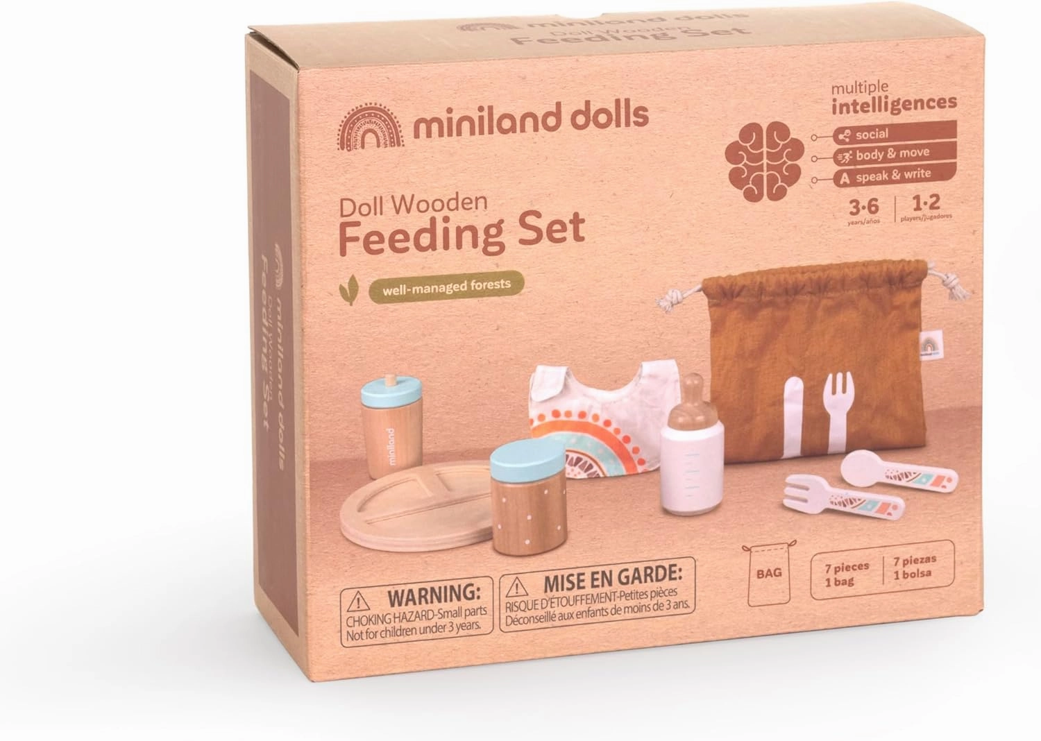 Miniland Doll Wooden Feeding Set - Quality, ECO, Imaginative