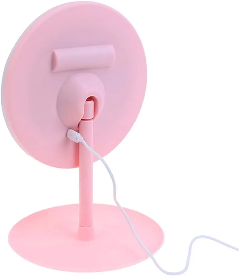 Mirror USB Use Led Makeup Mirror Smart Touch Control Lighted Desk Ring Light Mirror Makeup Vanity Stand Up Led Vanity (Color : Pink)