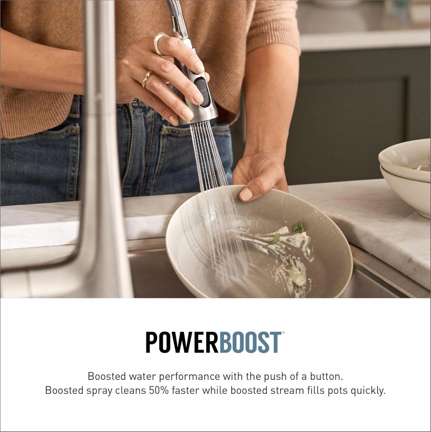 Moen Nolia Chrome One-Handle Pre-Rinse Spring Kitchen Faucet with Pull Down Sprayer, Single Hole Kitchen Sink Faucet with Soap Dispenser, 87886