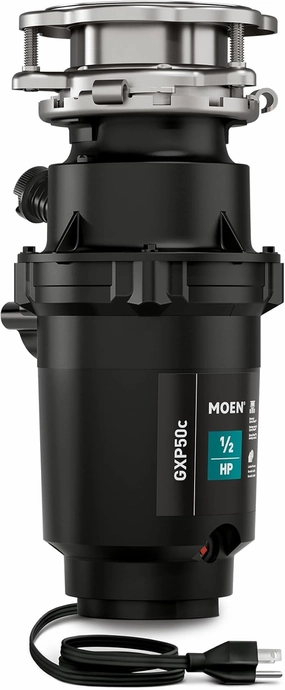 Moen Prep Series PRO 1/2 HP Continuous Feed Compact Garbage Disposal, Power Cord Included, GXP50C