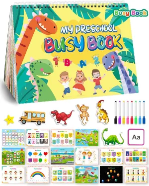 Montessori Busy Book for Toddlers 3-5, My Dinosaur Preschool Learning Activities, Education Kindergarten Sticker Workbook, Travel Toys for Kids, Birthdays Gifts for Boy and Girl Age 3 4 5 Year Old