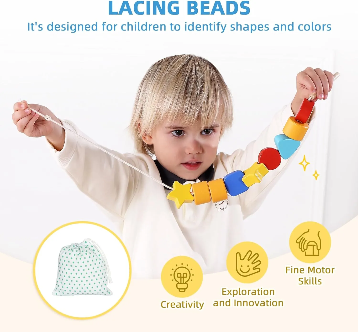 Montessori Educational Toys for 18   Months, 6 in 1 Learning Toys Set for Toddlers Wooden Toy Present (Pattern Pegs, Pound Bench, Lacing Beads, Magnetic Animal Puzzle, Picture Book)
