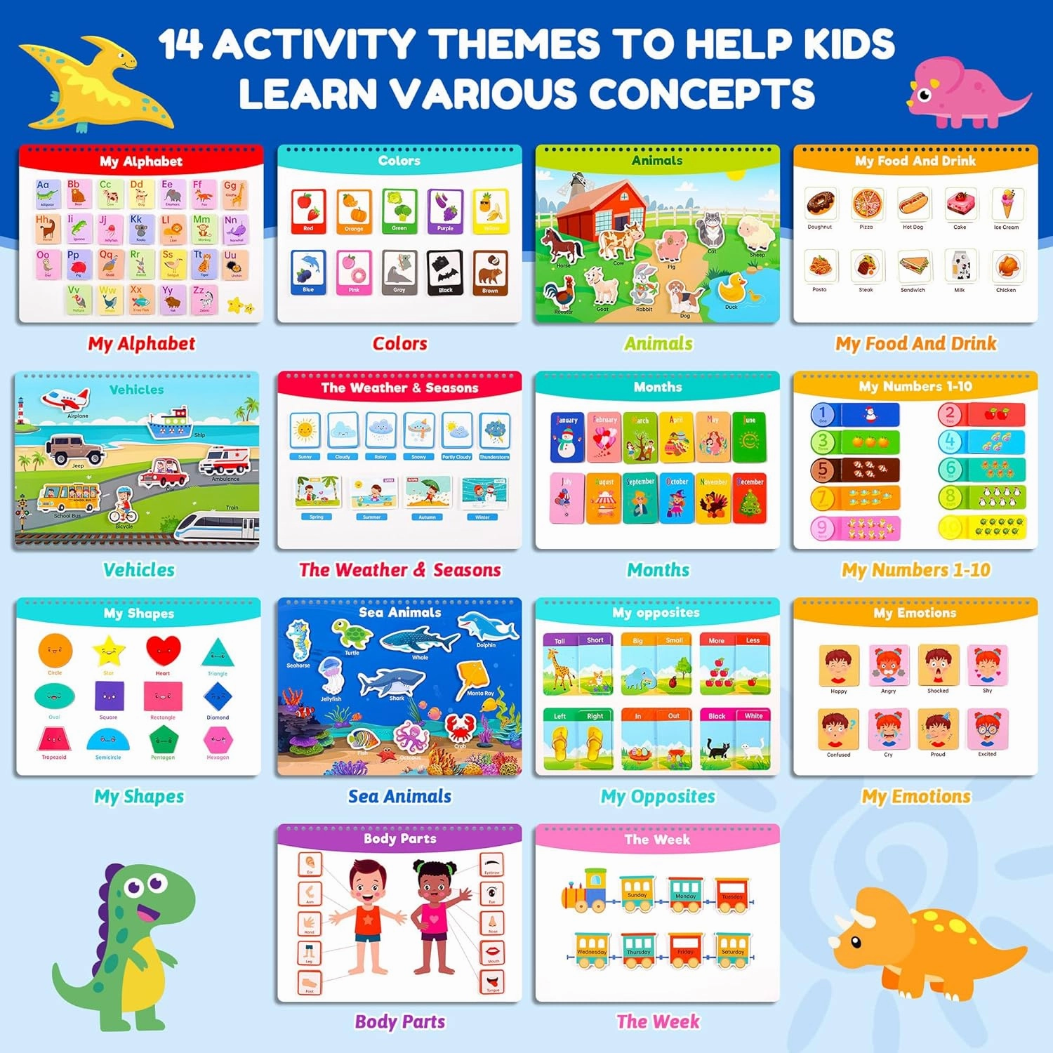 Montessori Busy Book for Toddlers Age 3 , Toddler Preschool Learning Activities, Education Autism Sensory Travel Toy for Road Trip Car Airplane, Christmas Birthdays Gifts for Kids Toys Age 3 4 5