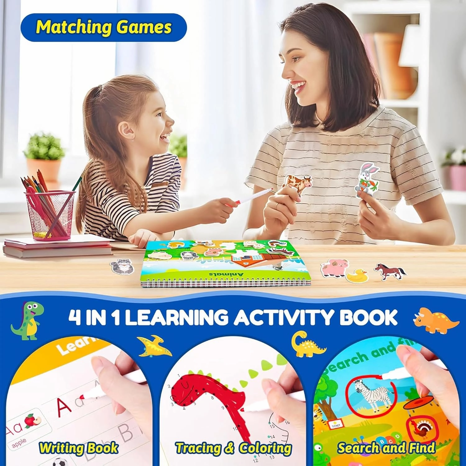 Montessori Busy Book for Toddlers Age 3 , Toddler Preschool Learning Activities, Education Autism Sensory Travel Toy for Road Trip Car Airplane, Christmas Birthdays Gifts for Kids Toys Age 3 4 5