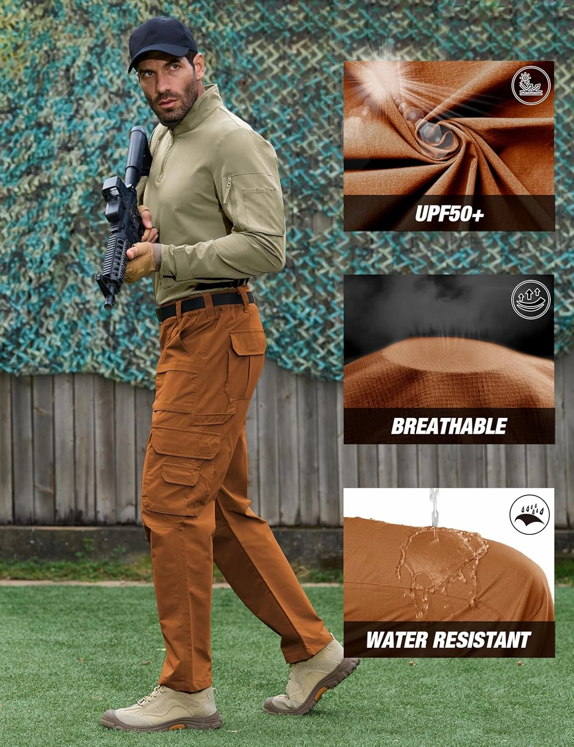 MOURCE Tactical Pants for Men Ripstop - Water Resistant Mens Work Pants Lightweight Quick Dry with 9 Pockets