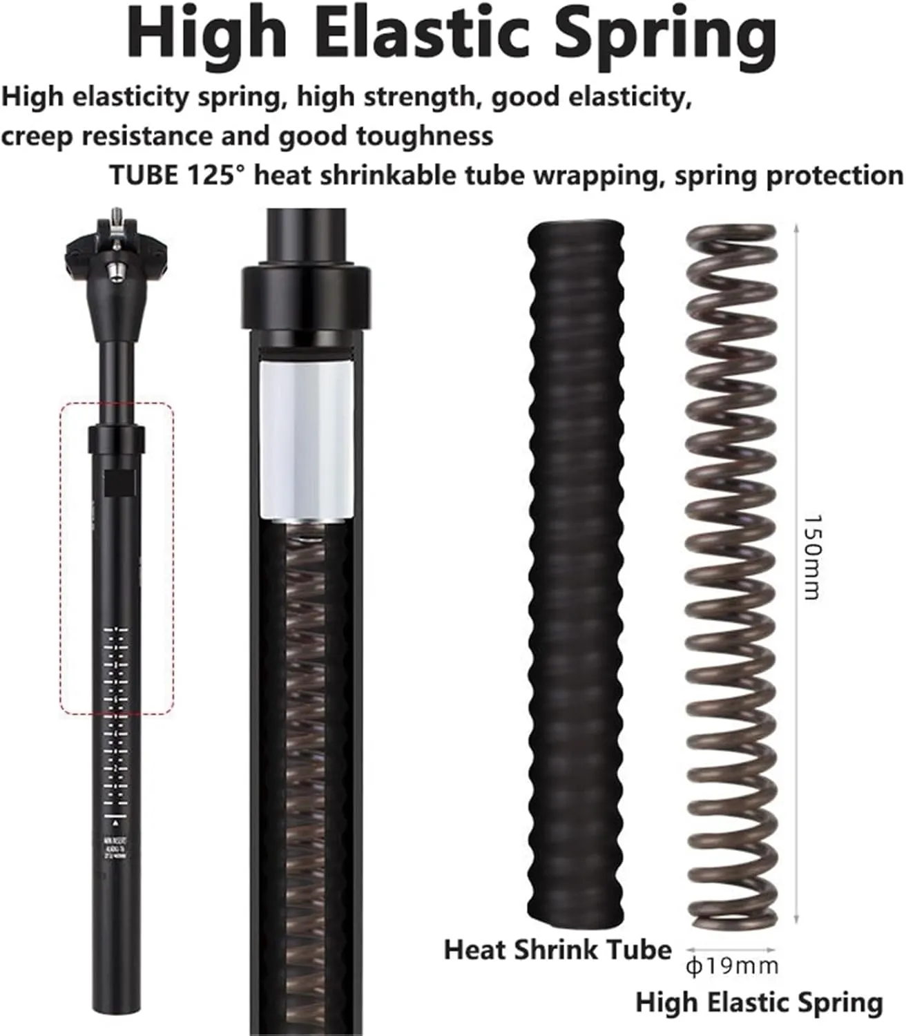 MTB Suspension Seatpost 27.2/28.6/30.4/30.9/31.6 * 400mm Bicycle Seat Post 45mm Travel Road Bike Shock Damping Seat Tube for Mountain Road Bike