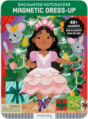 Mudpuppy Enchanted Nutcracker – Magnetic Dress Up Game with Illustrated Christmas Scenes Including 2 Ballerina Characters and Over 40 Mix and Match Magnets Perfect for Holiday Travel