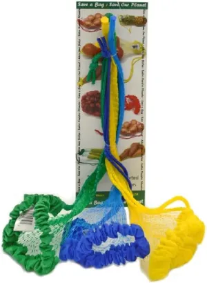 Multi-Purpose Drawstring Storage Bag – 5-Pack Assorted Colors, 14" x 17" – Reusable Net for Vegetables, Fruits, Grocery & Kitchen Use | Lightweight & Breathable (Case of 6 Packs)
