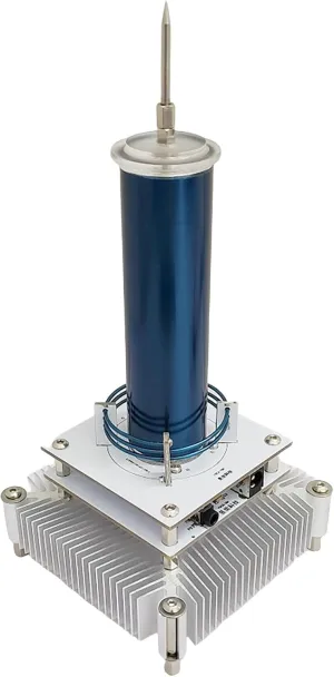 Musical Tesla Coil,Bluetooth Music Tesla Coil, Touchable Artificial Lightning Spark GapArc Generator,Wireless Transmission Experiment,Science Teaching Experiment Tool Desktop Toy Blue