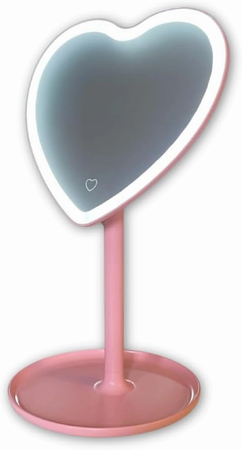 MYKALA Rechargeable LED Heart Mirror - Girls' Room Decor & Aesthetic Touch - Ideal Gift for Young Girls