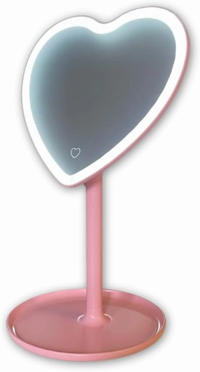 MYKALA Rechargeable LED Heart Mirror - Girls' Room Decor & Aesthetic Touch - Ideal Gift for Young Girls