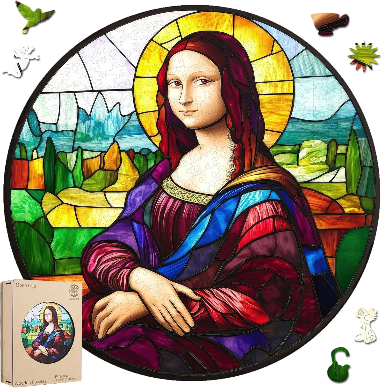 MYS AUR Mona Lisa Puzzles for Adults 500 Pieces, Fine Art Wooden Puzzles Collection Toy Jigsaw Puzzles Birthday Gifts Family Game 16.5"*16.5"