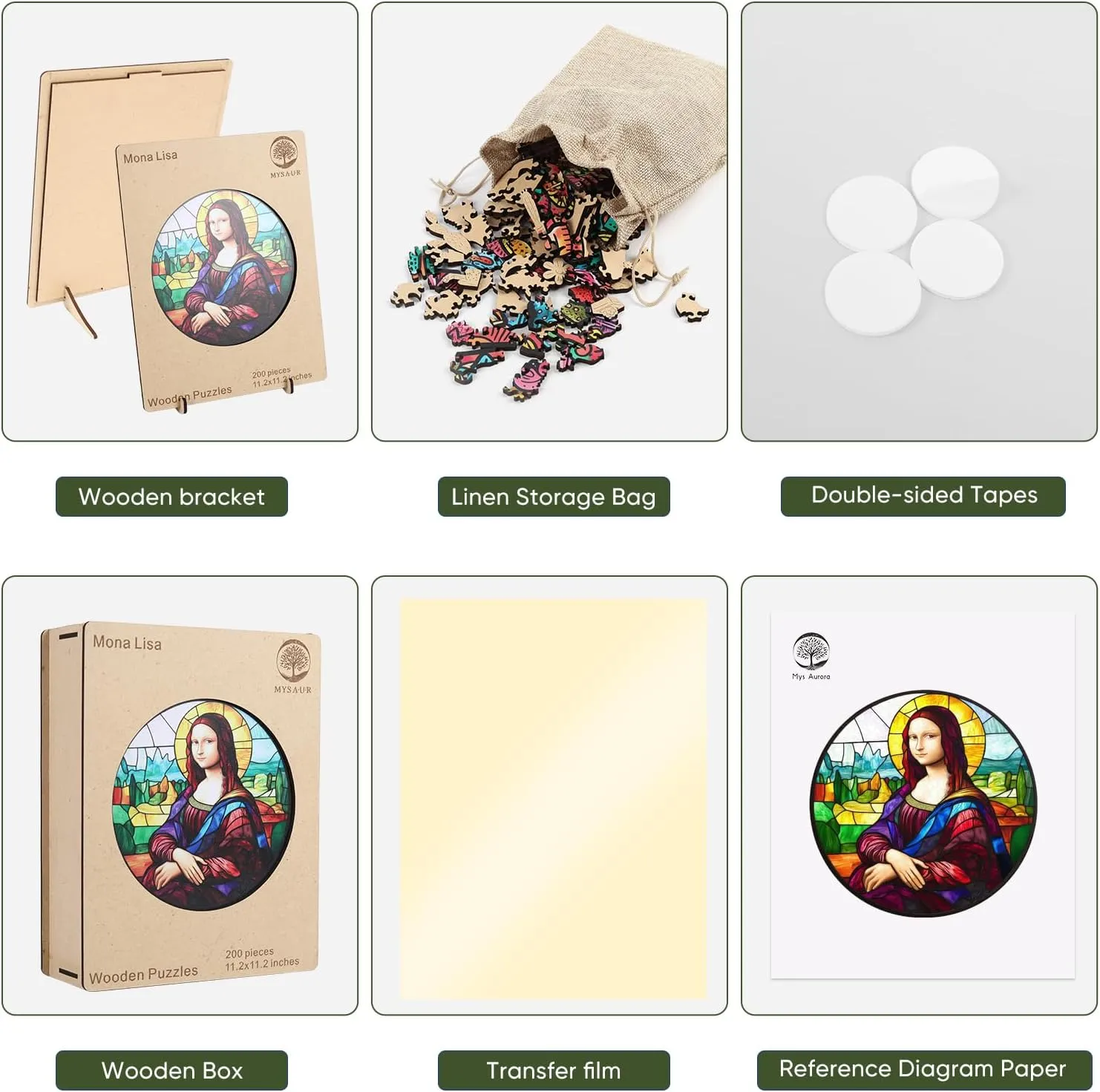 MYS AUR Mona Lisa Puzzles for Adults 500 Pieces, Fine Art Wooden Puzzles Collection Toy Jigsaw Puzzles Birthday Gifts Family Game 16.5"*16.5"