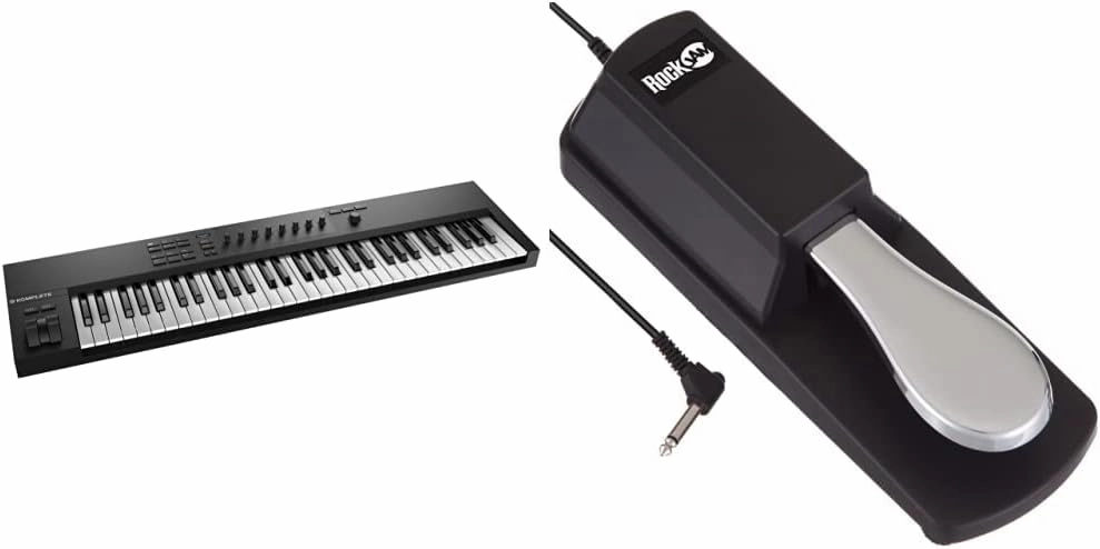 Native Instruments Komplete Kontrol A61 Controller Keyboard and RockJam Universal Sustain Pedal Bundle