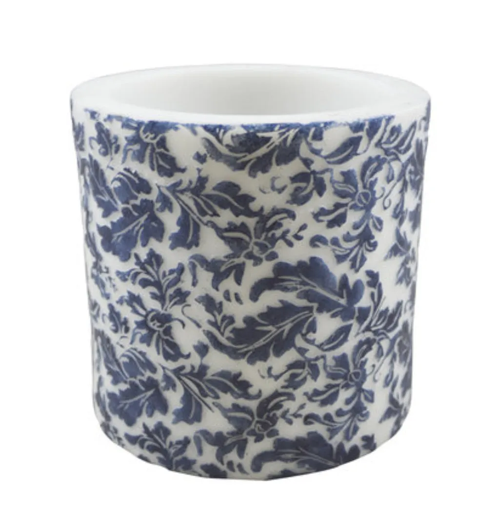 Natural Lights - Damask Leaf Hollow Lantern - White & Tattoo Blue