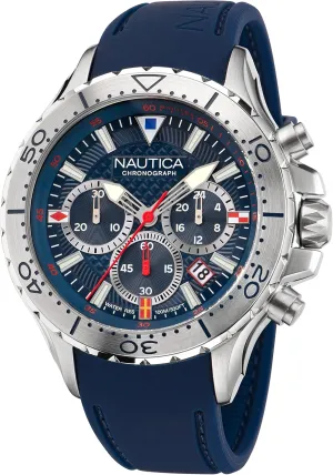 Nautica Men's NST Chrono Blue Silicone Strap Watch (Model: NAPNSF201)