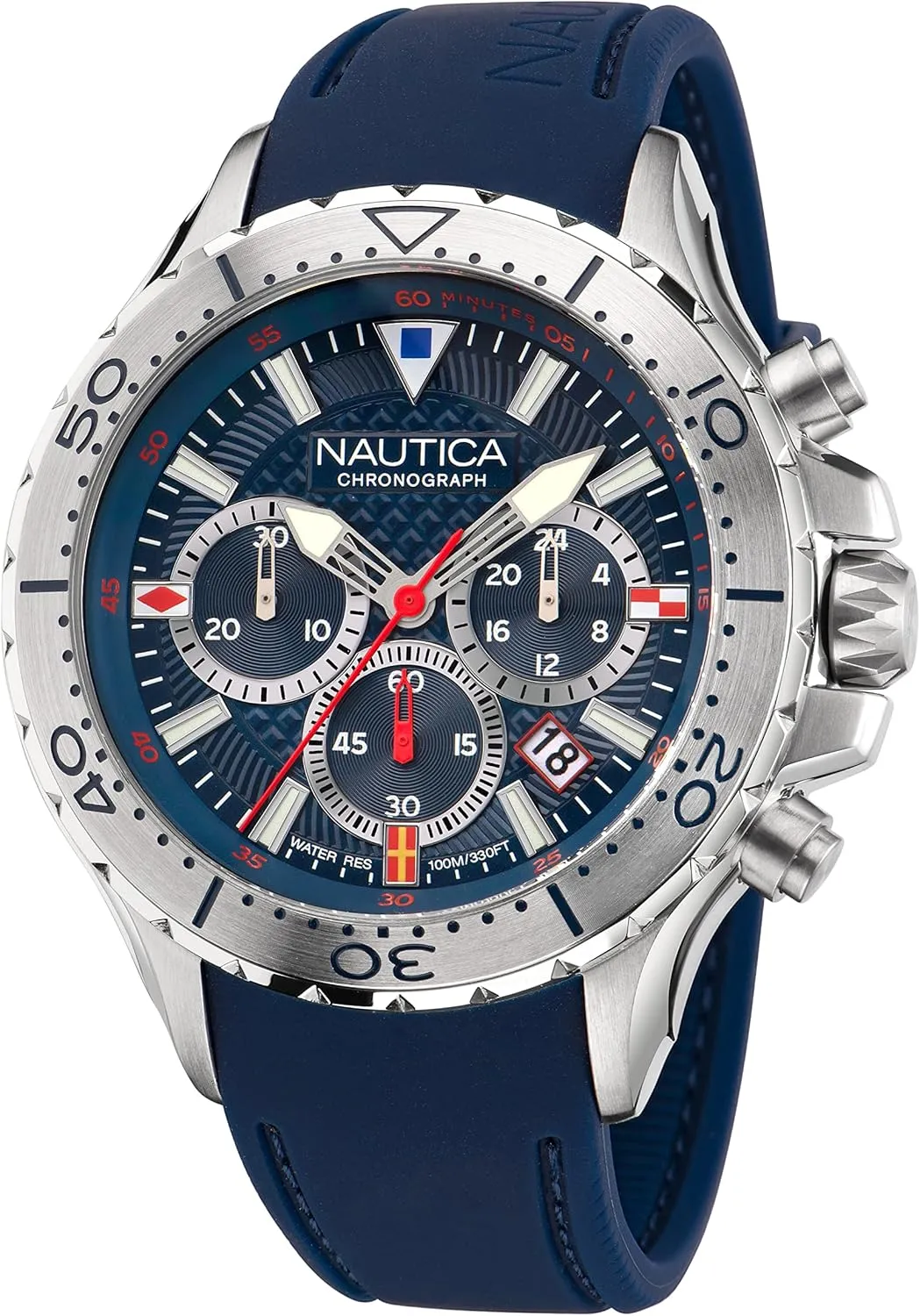 Nautica Men's NST Chrono Blue Silicone Strap Watch (Model: NAPNSF201)