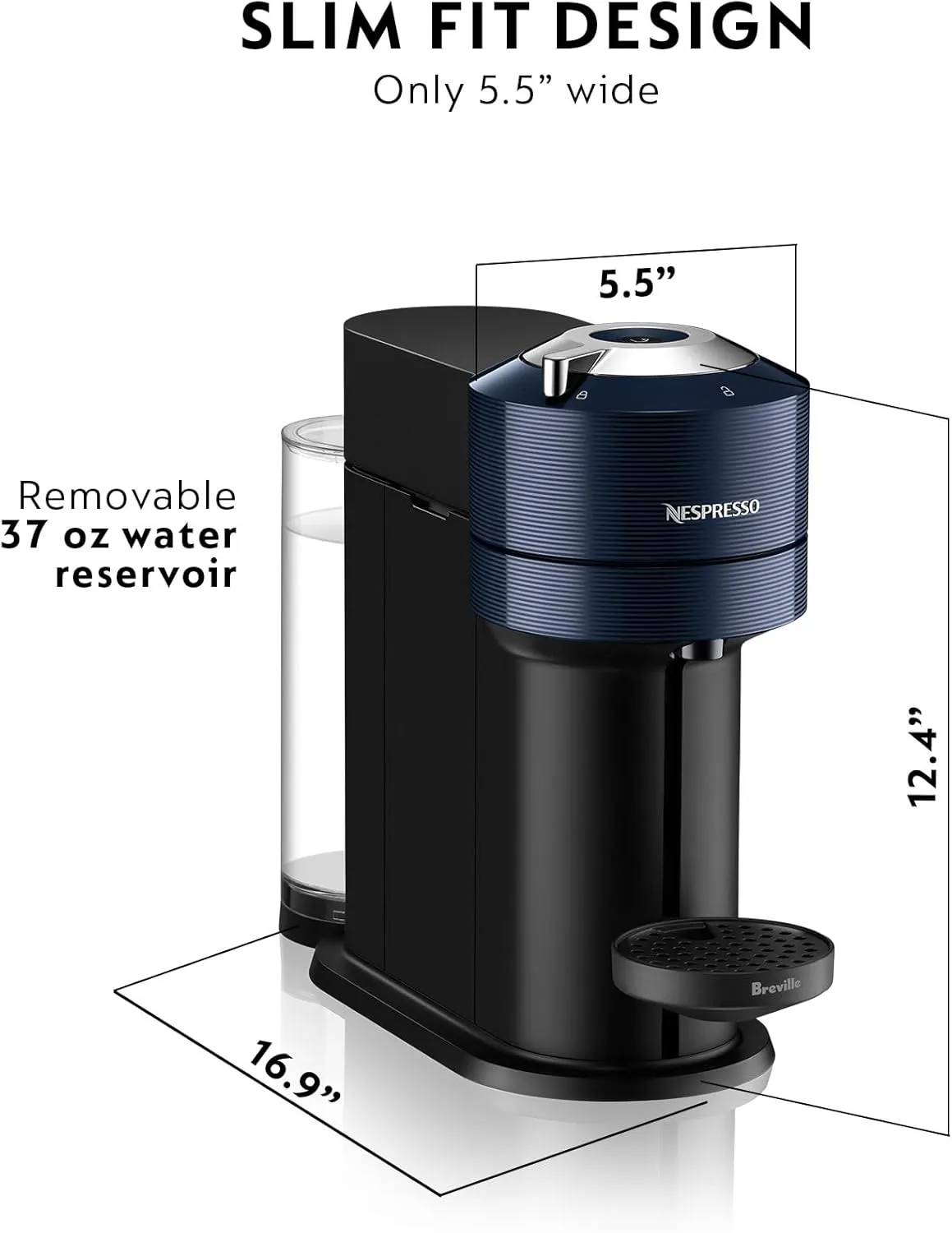 Nespresso Vertuo Next Coffee and Espresso Maker by Breville, Navy