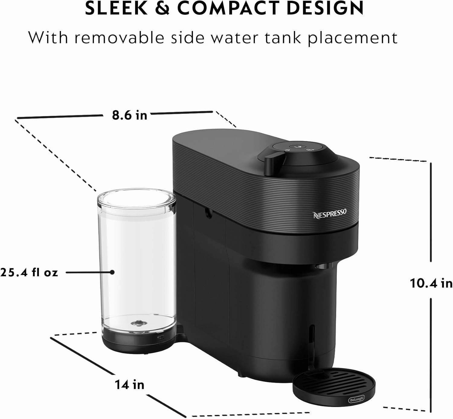 Nespresso Vertuo Pop  Coffee and Espresso Machine by De'Longhi, Liquorice Black