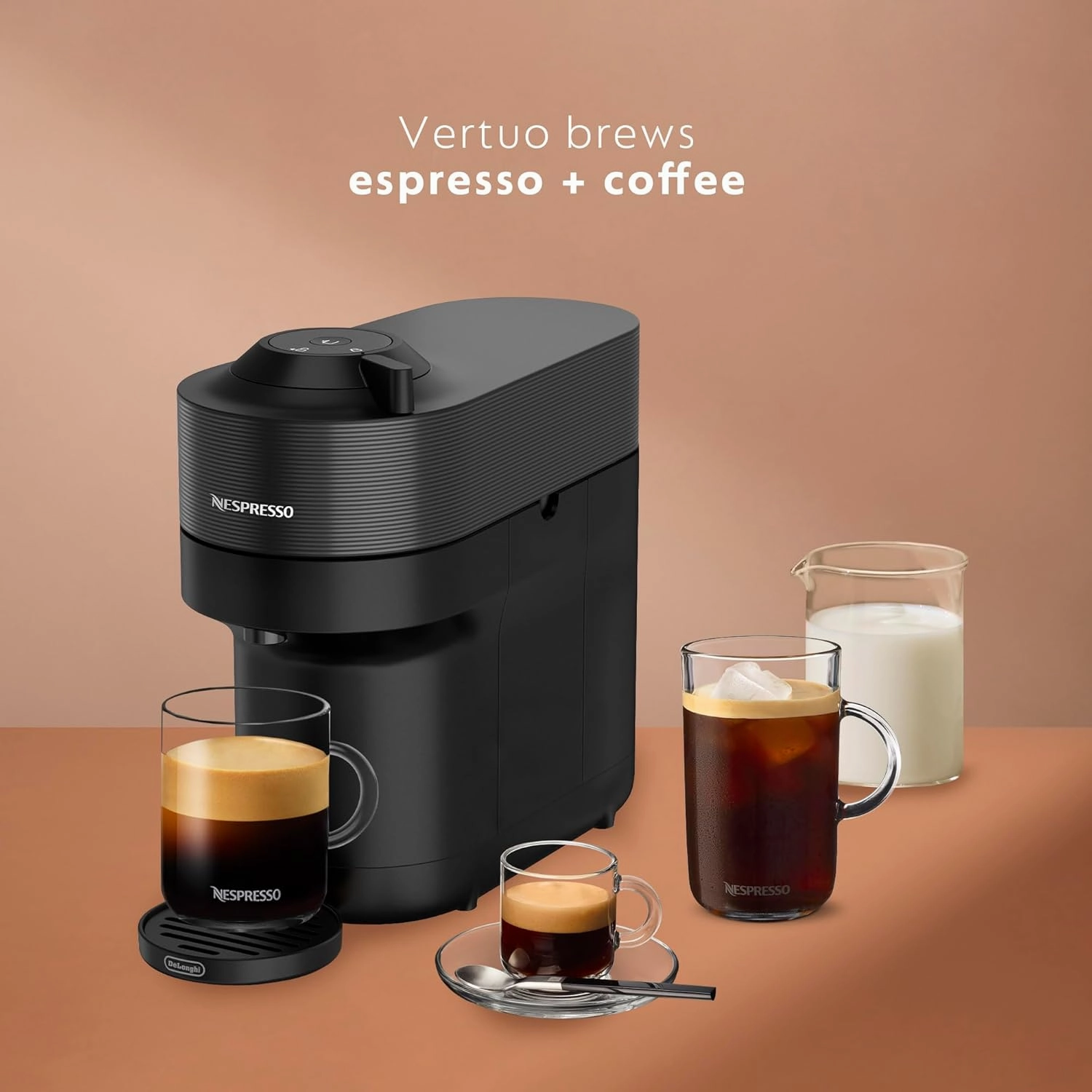 Nespresso Vertuo Pop  Coffee and Espresso Machine by De'Longhi, Liquorice Black