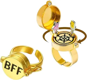 New 2026 Arrive 2 Pcs Anime Couple Opening Adjustable Rings Forever Best For Friend Spinner Ring Aesthetic Cartoon Friendship Decoration Jewelry Luxury With You Accessories Trendy Gift Women And Men