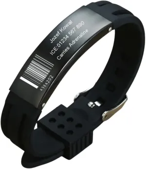 New 2026 Arrive Unisex Personalized Silicone Bracelet In Black Watch Strap Band Wrist Id Elite 16Mm Stainless Steel Tag Engravable Adjustable Bangle Jewelry Fashion Accessories For Women And Men Men