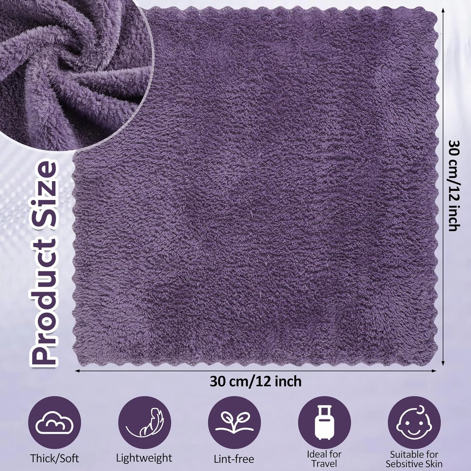 Newwiee 100 Pcs Washcloths Bulk Quick Drying Bathroom Wash Clothes 12 x 12 Inch Face Towels Microfiber Soft Hand Towel for Your Body Spa Fingertip(Dark Purple)