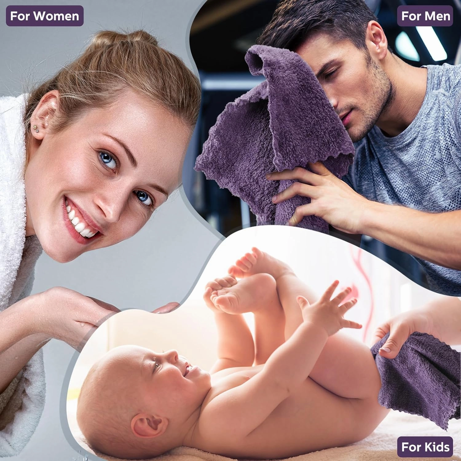Newwiee 100 Pcs Washcloths Bulk Quick Drying Bathroom Wash Clothes 12 x 12 Inch Face Towels Microfiber Soft Hand Towel for Your Body Spa Fingertip(Dark Purple)