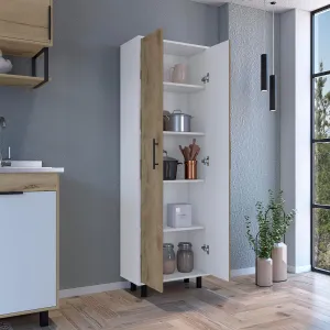 NicBex Modern Storage Cabinet Freestanding Kitchen Pantry Cabinet Multi Storage Manacor with 5 Shelves Large Storage Space for Kitchen, Dining Room, Living Room, Beige, Richard-SSB-00028-LWJ