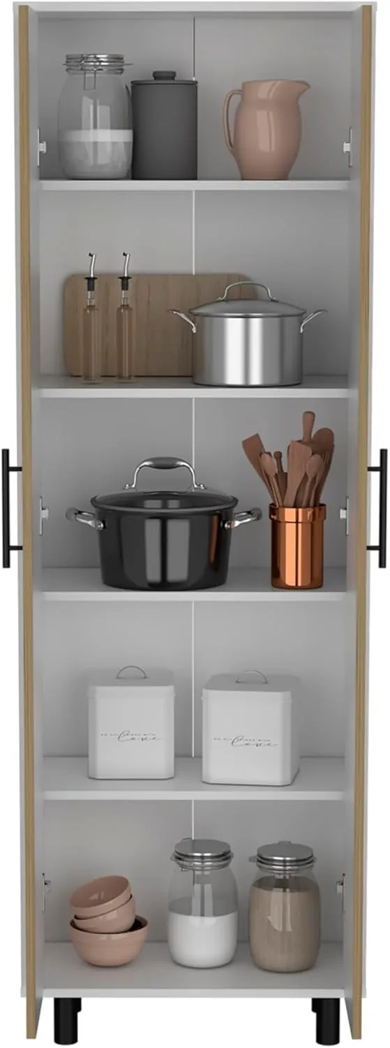 NicBex Modern Storage Cabinet Freestanding Kitchen Pantry Cabinet Multi Storage Manacor with 5 Shelves Large Storage Space for Kitchen, Dining Room, Living Room, Beige, Richard-SSB-00028-LWJ