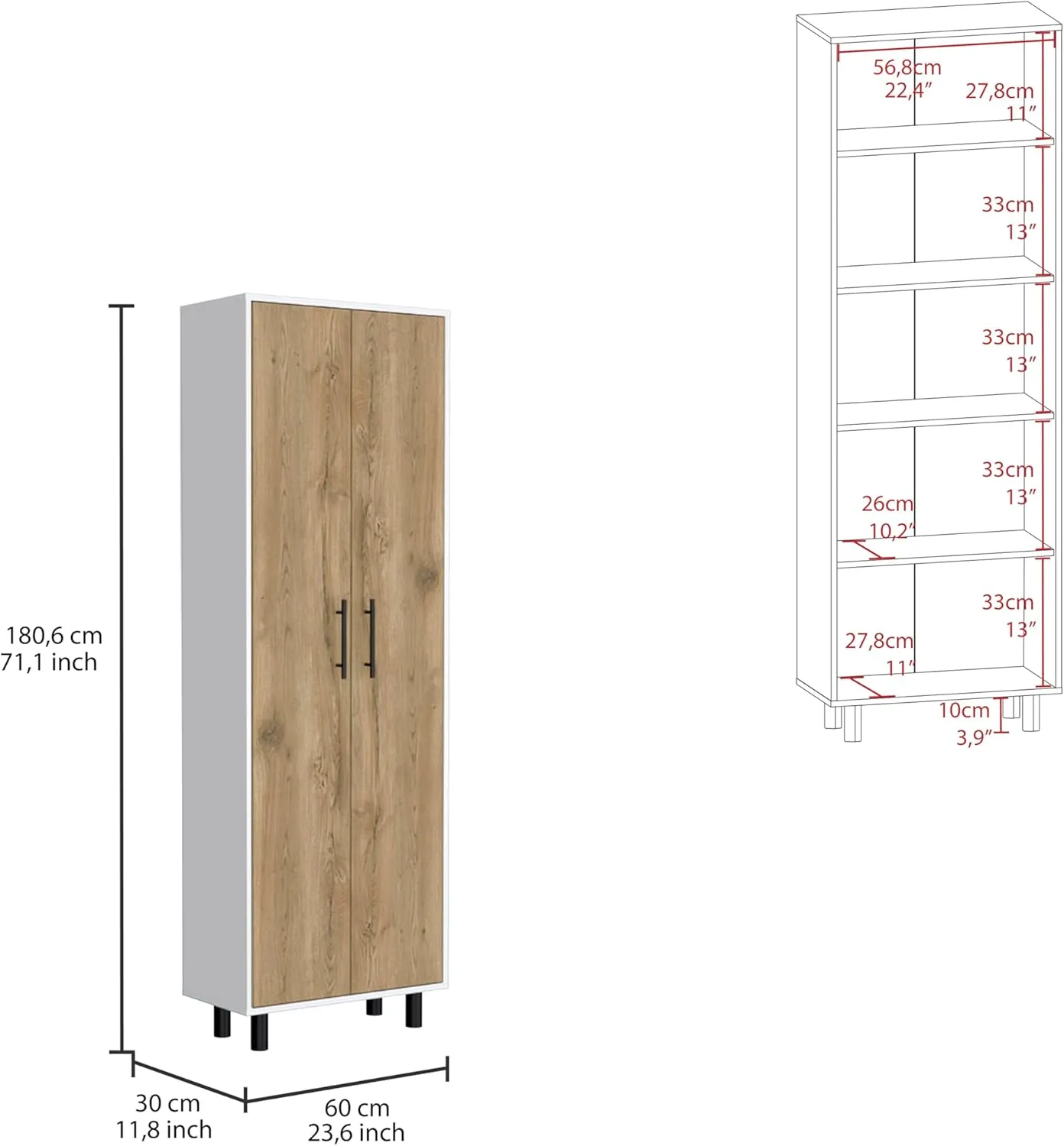 NicBex Modern Storage Cabinet Freestanding Kitchen Pantry Cabinet Multi Storage Manacor with 5 Shelves Large Storage Space for Kitchen, Dining Room, Living Room, Beige, Richard-SSB-00028-LWJ