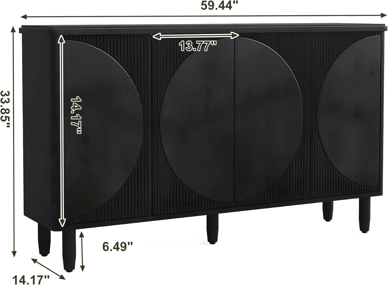 NicBex Sideboard Buffet Cabinet with Storage Modern Coffee Bar Kitchen Storage Cabinet with Doors and Shelves Console Table for Living Room and Kitchen, 59.44”W x 14.17”D x 33.85”H, Black