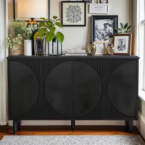 NicBex Sideboard Buffet Cabinet with Storage Modern Coffee Bar Kitchen Storage Cabinet with Doors and Shelves Console Table for Living Room and Kitchen, 59.44”W x 14.17”D x 33.85”H, Black