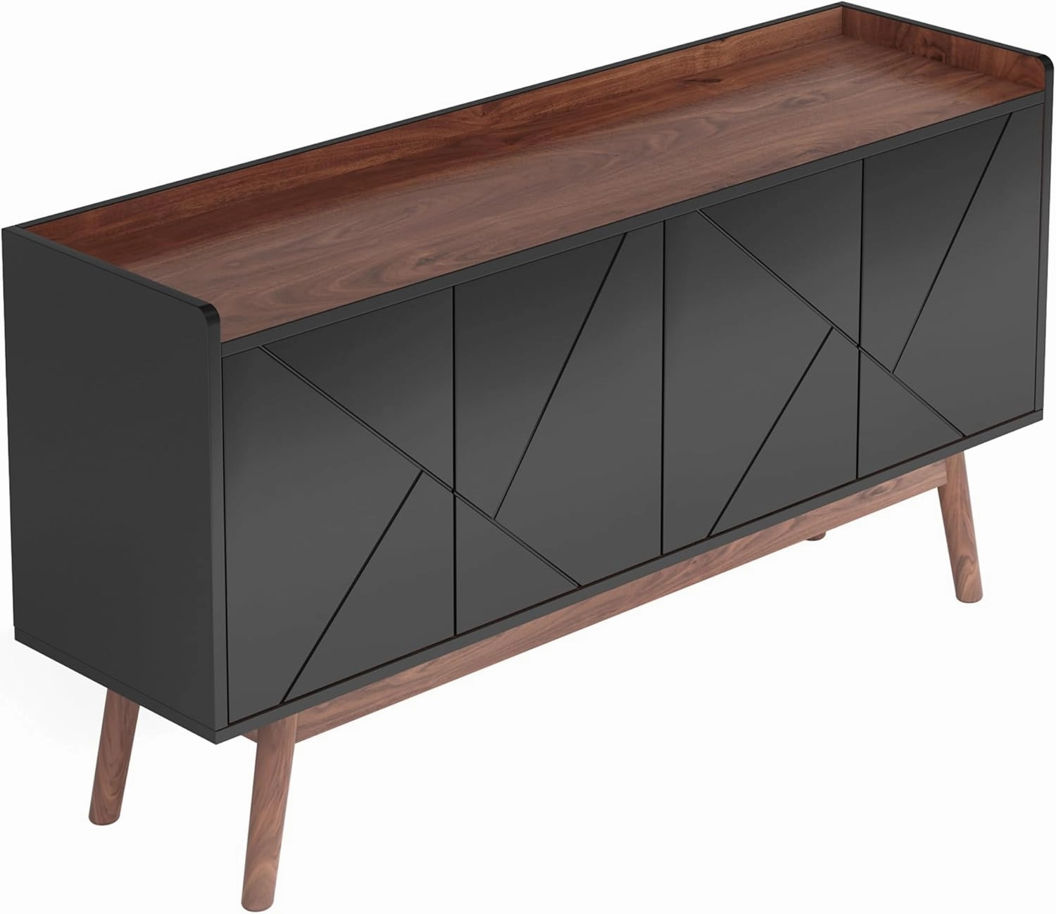 NicBex Modern Sideboard Buffet Cabinet with Storage Kitchen Storage Cabinet with Doors and Shelves Console Table for Living Room,Kitchen, 55.11”W x 55.11”D x 31.49”H, Black Brown